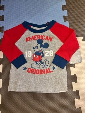 Disney Mickey Mouse Raglan Tee - Red, Gray & Navy